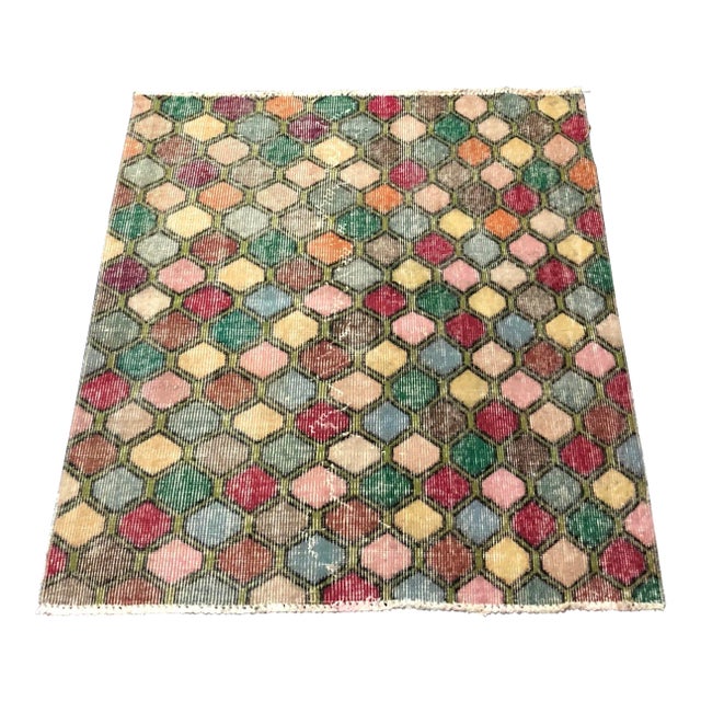 Vintage Traditional Turkish Handmade Multicolor Rug For Sale