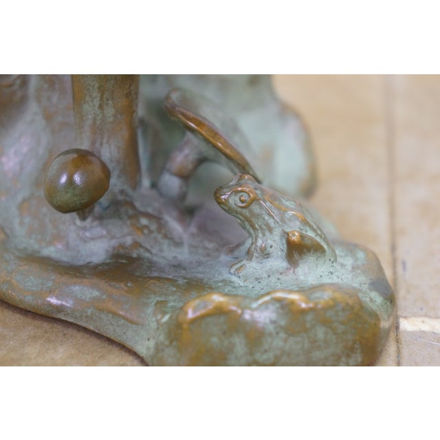 Antique McClelland Barclay Art Deco Bronze Mushroom Frog Bookend Sculptures 4.5" For Sale - Image 11 of 13