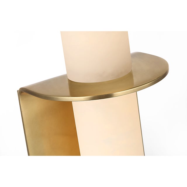 Kelly Wearstler for Visual Comfort Signature Fosse 11" Invertable Offset Oval Sconce in Antique-Burnished Brass with Alabaster For Sale - Image 10 of 13