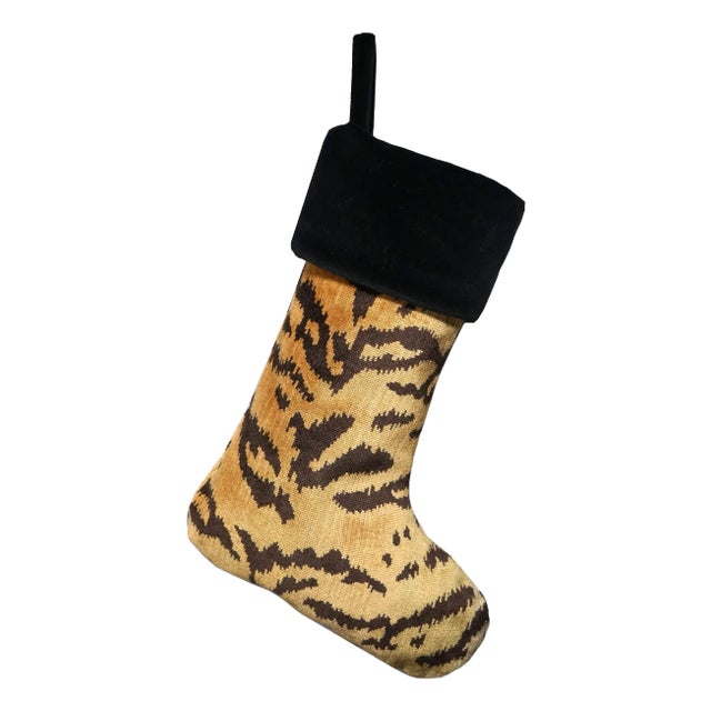 The House of Scalamandré Tigre Stocking, Ivory, Gold & Black For Sale
