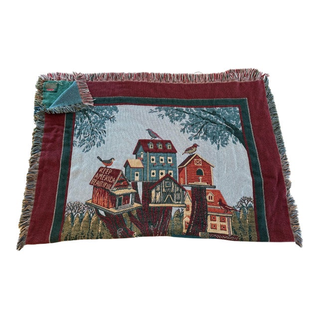 Bob Timberlake America the Beautiful Birds & Tree Woven Tapestry Blanket For Sale