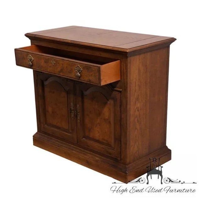 Late 20th Century Henredon Furniture Folio Twelve Collection Solid Walnut Rustic European 53" Server Buffet For Sale - Image 5 of 14