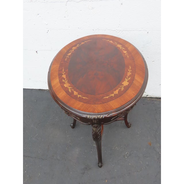 Brown French Early 1900s Hand Carved Inlay Side End Center Table 6668 For Sale - Image 8 of 17