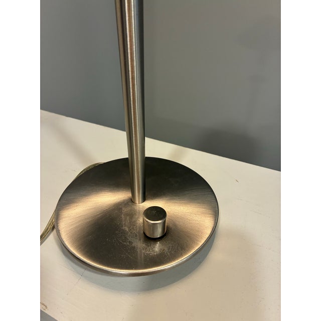 1980s Postmodern German Holtkötter Satin Nickel & Cobalt Blue Glass Desk Lamp For Sale - Image 5 of 12