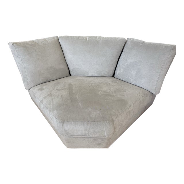 Crate and Barrel Axis - Light Gray Herringbone Corner Sectional Piece For Sale
