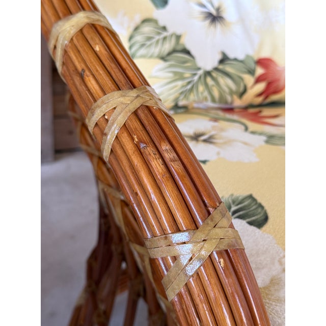 Wood Vintage Coastal Organic Modern Pencil Rattan Lounge Chairs – Pair For Sale - Image 7 of 12