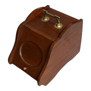 Antique Late 19th Century Mahogany & Brass Coal Scuttle Kindling Box For Sale