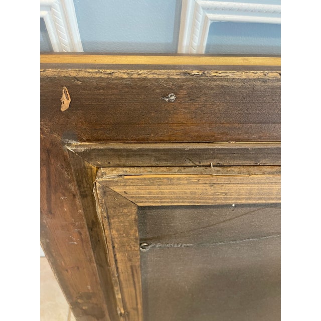 A Signed Vintage Rooster With Birds Oil Painting With Frame For Sale - Image 9 of 9