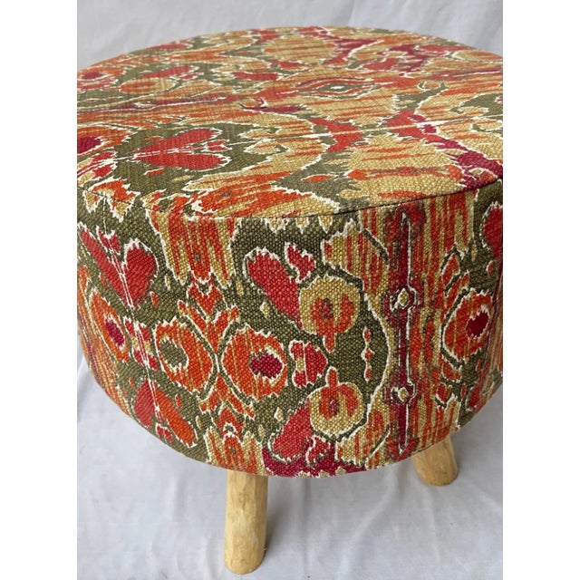 Vintage Kilim Wooden Leg Ottoman, 1990s For Sale - Image 4 of 5