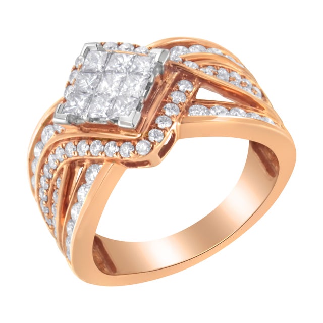 Contemporary Two-Tone 10KT Gold Diamond Bypass Cocktail Ring (1 1/2 cttw, H-I Color, I1-I2 Clarity) For Sale - Image 3 of 7