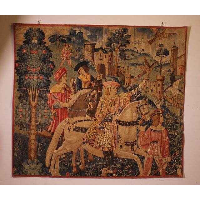 Stencil Tapestry with Gothic Falconry Scene, 19th Century For Sale - Image 12 of 12