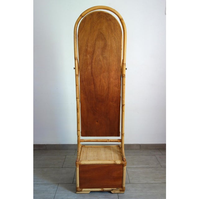 Wicker and Bamboo Cheval Mirror, 1970s For Sale - Image 6 of 18