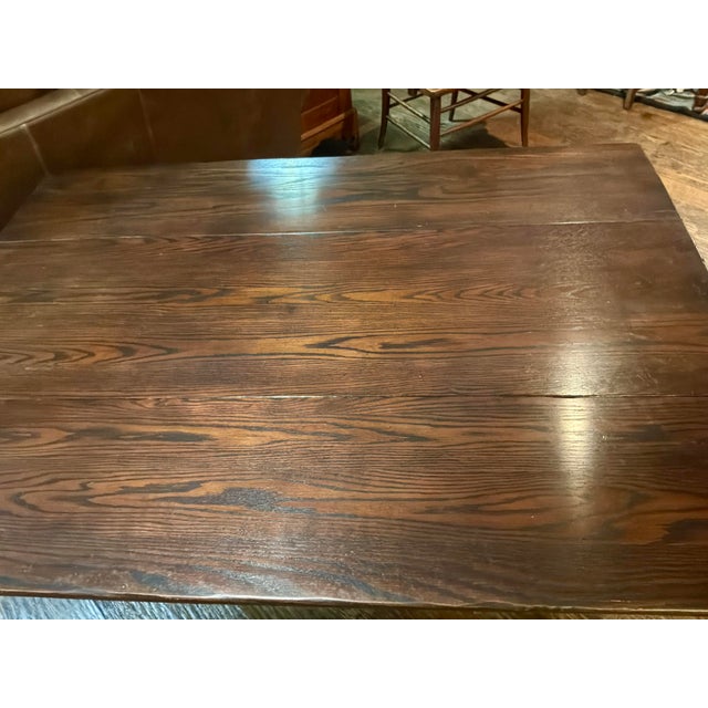 Vintage Colonial Revival Solid Oak Drop-Leaf Sofa Table For Sale - Image 4 of 6