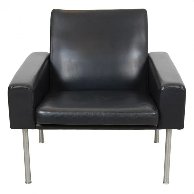 GE-34 Lounge Chair in Patinated Black Leather by Hans Wegner from Getama For Sale - Image 12 of 12