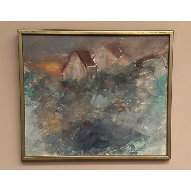 Kai Nielsen, Afton, 1960s, Oil Painting on Panel, Framed For Sale - Image 10 of 18