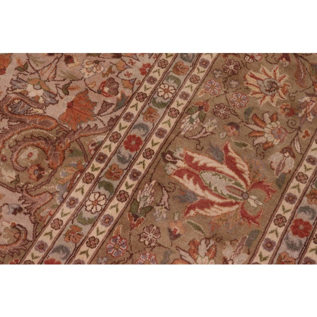 Intricate Pak-Persian Taupe/Green Wool Rug - 9'2'' X 12'3'' For Sale In New York - Image 6 of 9
