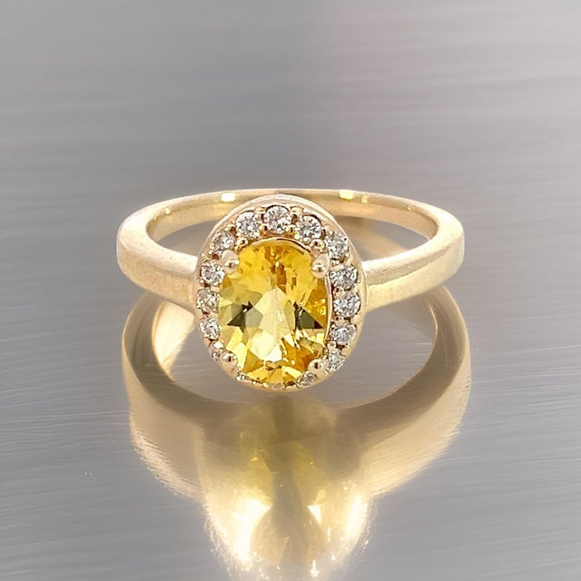Natural Citrine Diamond Ring 6.5 14k Yellow Gold 1.74 TCW Certified For Sale - Image 9 of 14