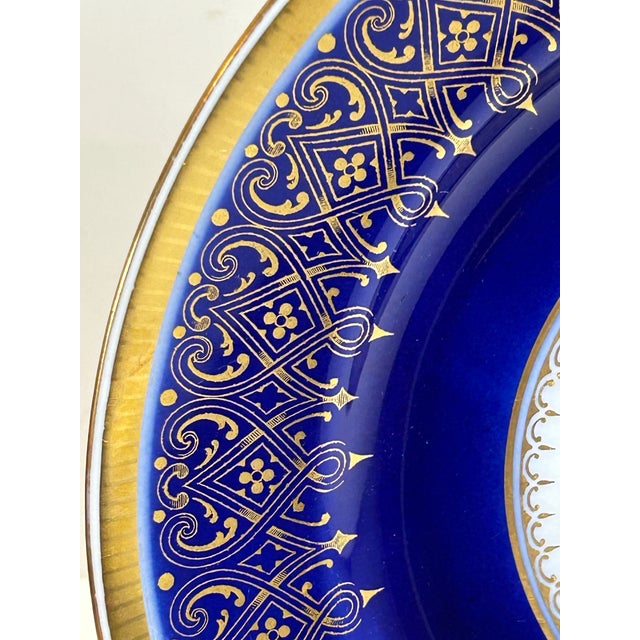 Rare Antique American Express Blue and White Advertising Cabinet Plate Watchdog Logo Onondaga Pottery Syracuse, China For Sale - Image 6 of 10