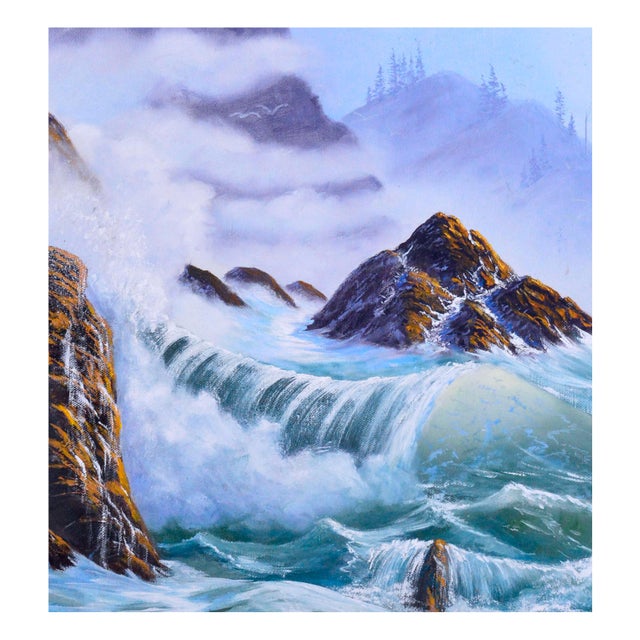 Majestic Sea, an impressionist oil painting by H.T Wert (American, 20th Century). Presented in a wooden frame. Signed "H.t...