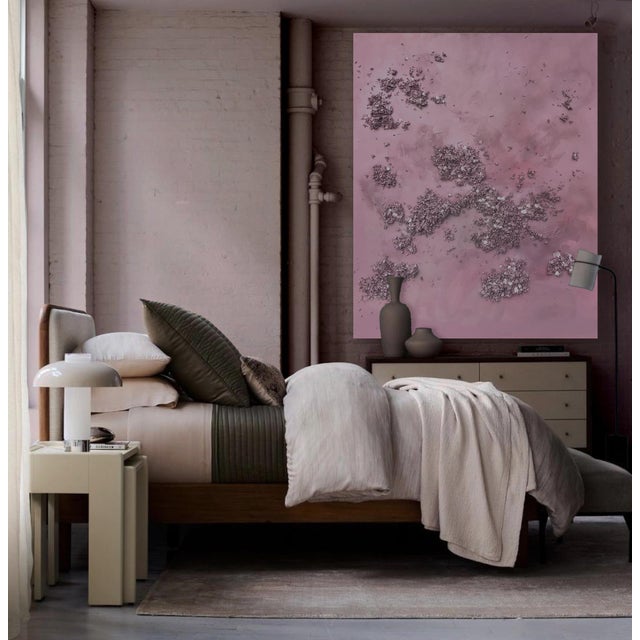 Dimensional Textured Abstract Painting in Dusty Rose by Covet Studio For Sale - Image 4 of 15
