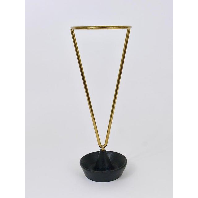 Mid-Century Brass and Cast Iron Umbrella Stand in the style of Carl Auböck, Austria, 1950s For Sale - Image 11 of 17
