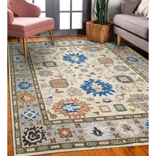 10x14 Ivory Hand-Knotted Wool Floral Symphony Classic Traditional Carpet Rug For Sale - Image 10 of 10