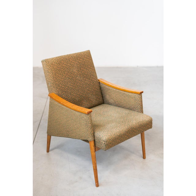 Set of Vintage Armchairs in Oak Wood and Embossed Fabric, Former Czechoslovakia, 1970s For Sale - Image 4 of 18