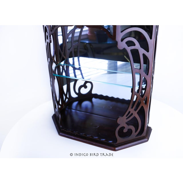 Glass Vintage Art Nouveau Wall Display Cabinet With Mirrored Back and Glass Shelf For Sale - Image 7 of 9