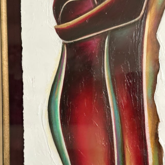 Copper Aaron Reed Signed 2014 Figurative Artwork of Embracing Couple, Framed 36" X 21" For Sale - Image 8 of 11