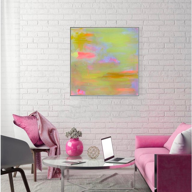 Yellow "Coastal Fog" by Trixie Pitts Minimalist Abstract Oil Painting For Sale - Image 8 of 10