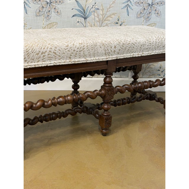 English Newly Upholstered English Bench For Sale - Image 3 of 8