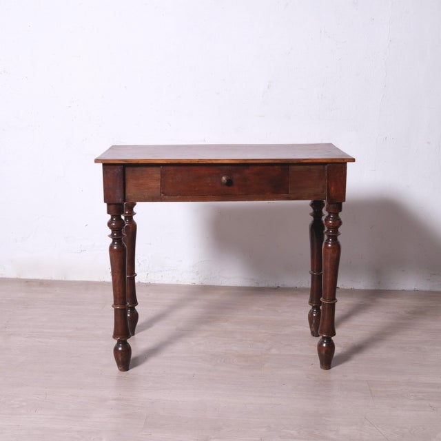 Brown Antique Rectangular Writing Desk with Drawer, 1890s For Sale - Image 8 of 17