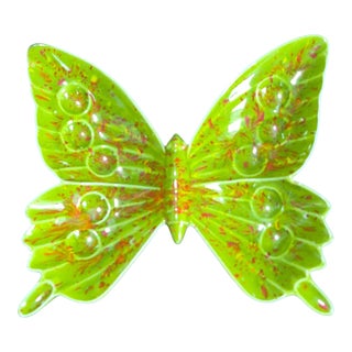 Vintage Ceramic Green Butterfly Trinket Holder Dish For Sale