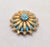 Vintage 1960s Signed Panetta Goldtone Faux-Turquoise Brooch For Sale - Image 4 of 8