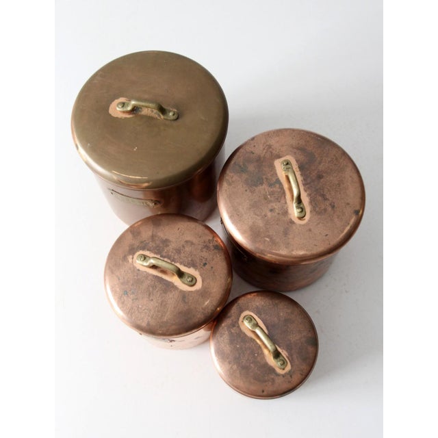Metal Vintage Copper Kitchen Canisters Set of 4 For Sale - Image 7 of 12