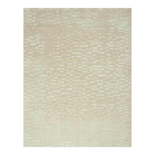 Rug & Kilim’s Modern Rug in White With Beige Geometric Patterns For Sale