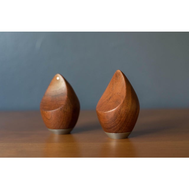 Vintage Sculptural Solid Teak Salt and Pepper Shaker Set by p.j. Østergaard For Sale - Image 4 of 9