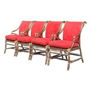 Vintage Coastal McGuire Rattan and Cane Dining Chairs - Set of 4 For Sale