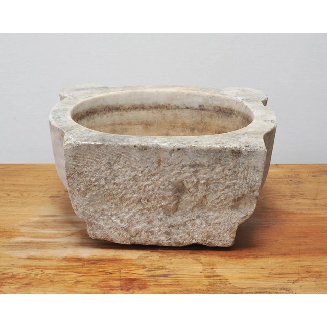 Large 19th Century European Carved Carrara Marble Mortar Basin For Sale - Image 11 of 18