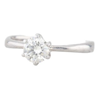 0.65ct Round Diamond Solitaire Engagement Ring 14k White Gold Size 8.25 For Sale