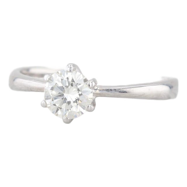0.65ct Round Diamond Solitaire Engagement Ring 14k White Gold Size 8.25 For Sale