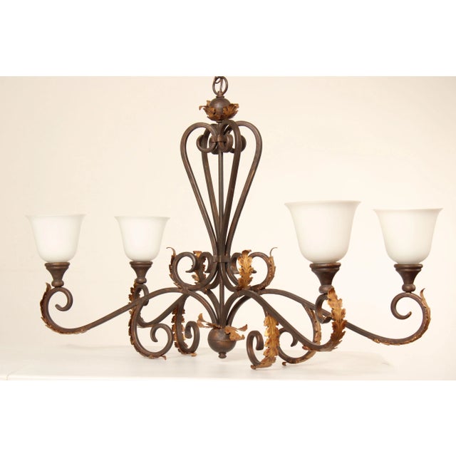 Late 20th Century Tuscan Style Wrought Iron Four-Light Island Chandelier For Sale In Philadelphia - Image 6 of 13