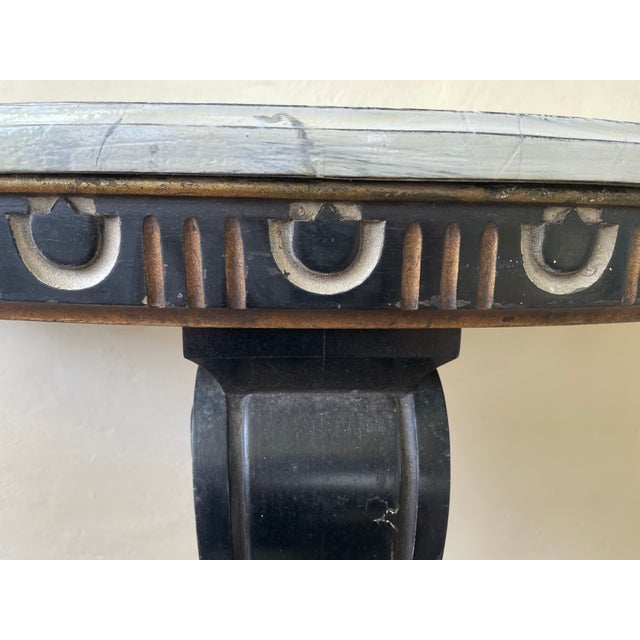 Wood French Console Table with Faux Marble Top, 1880s For Sale - Image 7 of 18