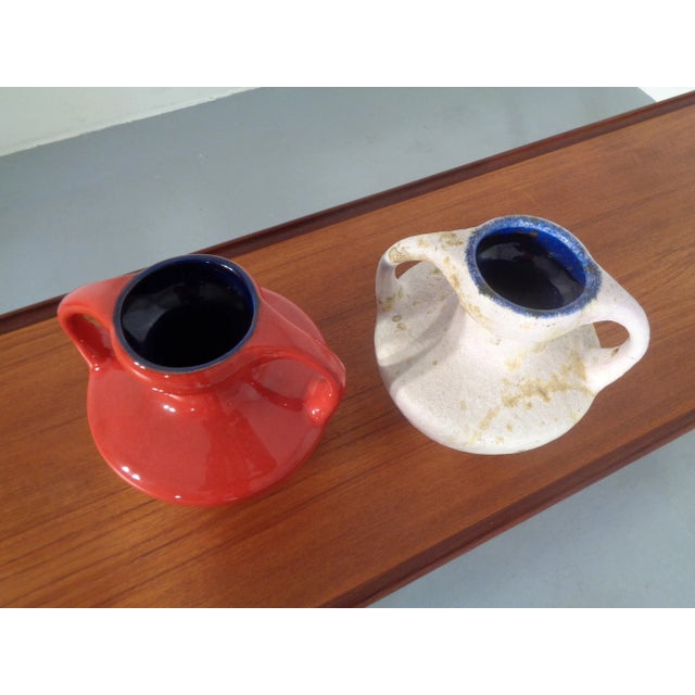 Beige Ceramic Double Handled Fat Lava Vases from Marei, 1970s, Set of 2 For Sale - Image 8 of 17