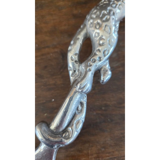 Silver Arthur Court Jaguar Hammered 2 Aluminum Salad Servers with New in Box For Sale - Image 8 of 14