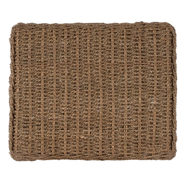 2020s Robias 24.5 in. Seat Height Rectangular Rattan and Mendong Grass Counter Stool, Khaki Brown For Sale - Image 5 of 6