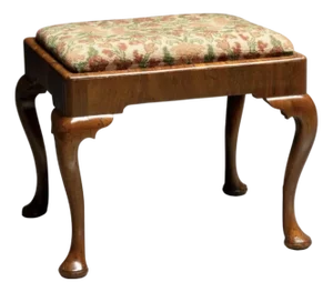 18th Century Queen Anne Mahogany Footstool With Needlepoint Seat