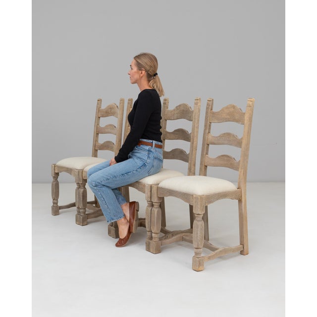 20th Century French Oak Dining Chairs With Upholstered Seats - Set of 4 For Sale - Image 10 of 18