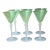 1910s Stevens & Williams Green & White Opaline Glass Cocktail Wine Stems - Set of 6 For Sale
