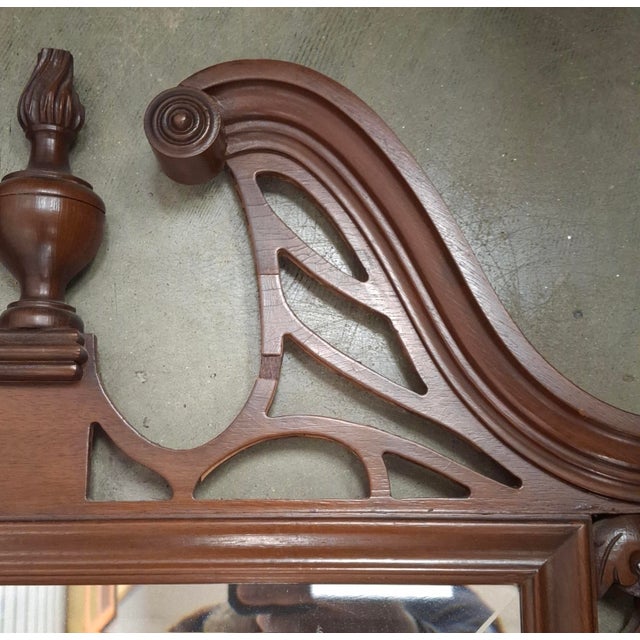 Mid 20th Century Georgian Style Carved Mahogany Framed Beveled Mirror For Sale In Washington DC - Image 6 of 7
